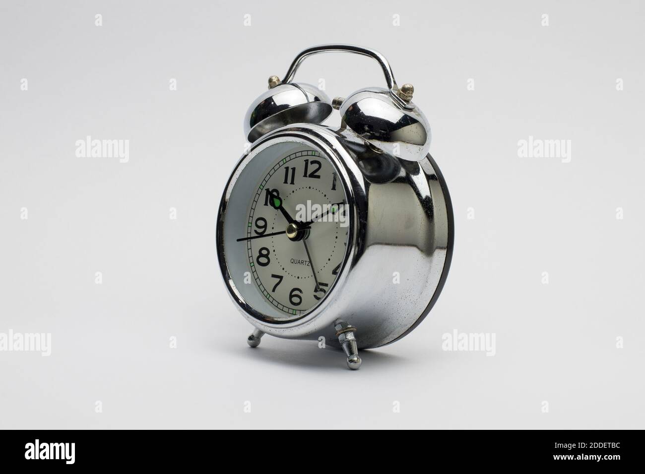 Vintage style metal alarm clock isolated on white background Stock ...