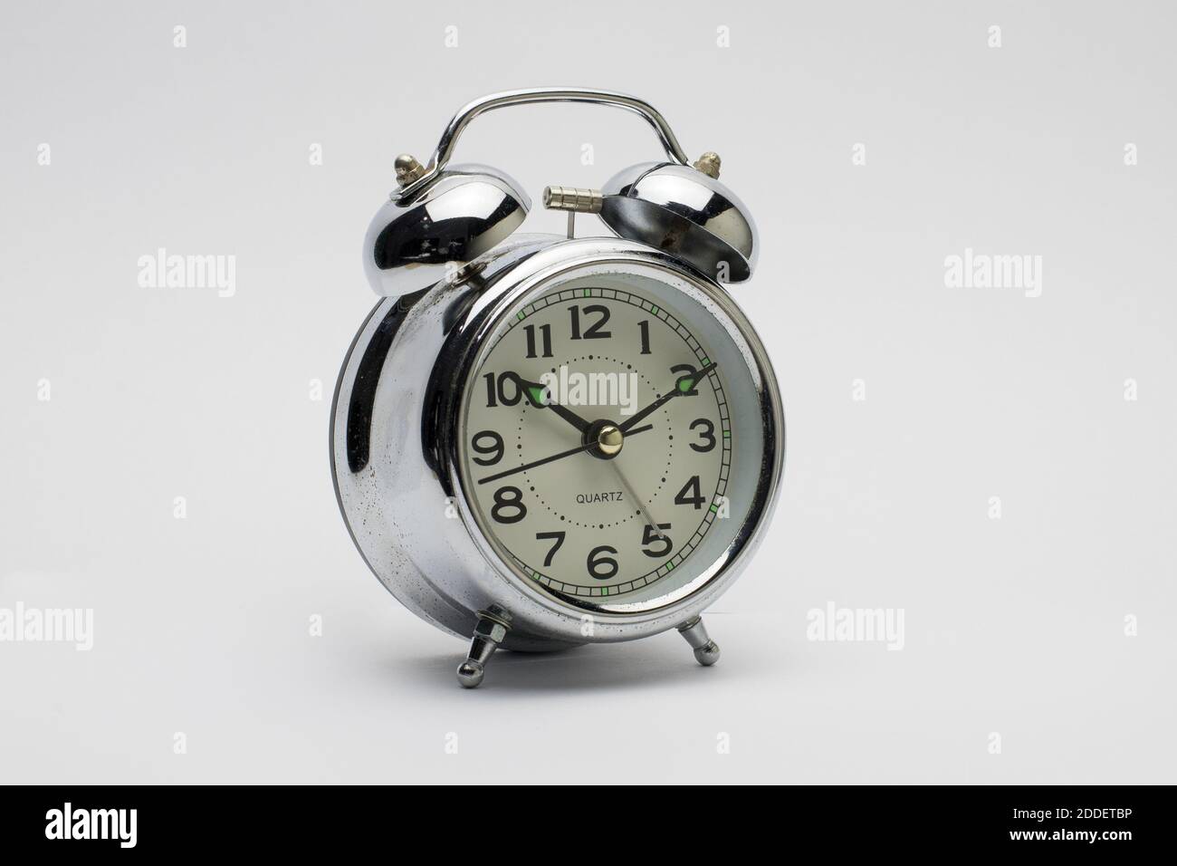 Vintage style metal alarm clock isolated on white background Stock ...