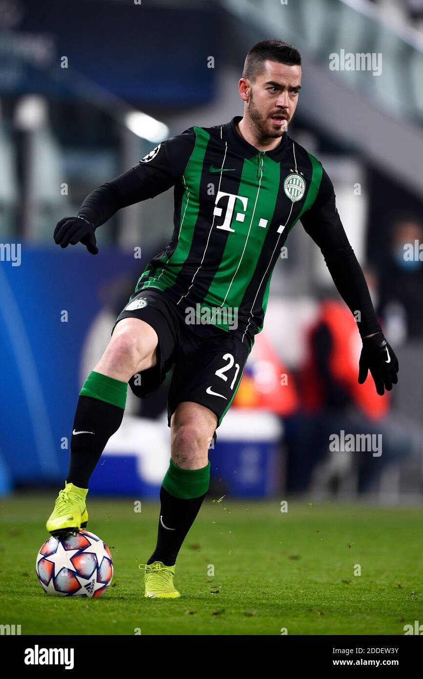 Turin, Italy - 24 November, 2020: Endre Botka of Ferencvarosi TC in action during the UEFA Champions League Group G football match between Juventus FC and Ferencvarosi TC. Credit: Nicolò Campo/Alamy Live News Stock Photo