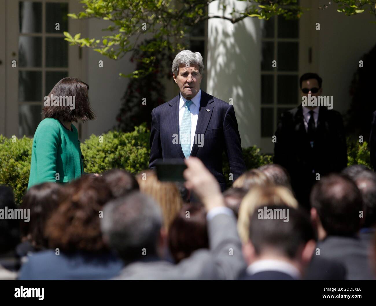 US Secretary of State John Kerry arrives for a joint press conference with President Barack Obama and Japan's Prime Minister Shinzo Abe at The White House in Washington DC for a State Visit, April 28, 2015. Credit: Chris Kleponis / CNP /MediaPunch Stock Photo