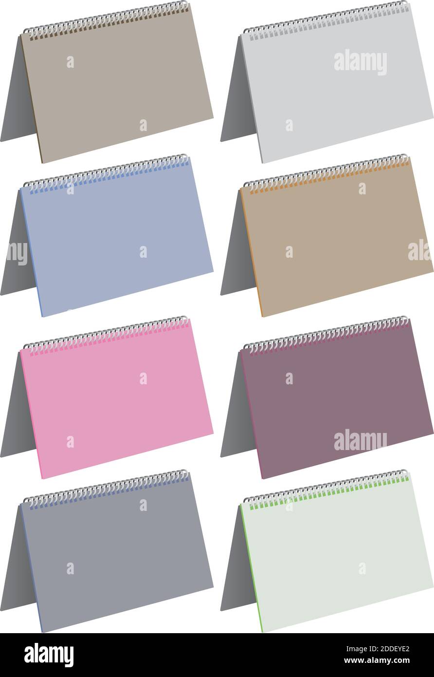 Vector illustration of blank spiral bound note pads in different colors