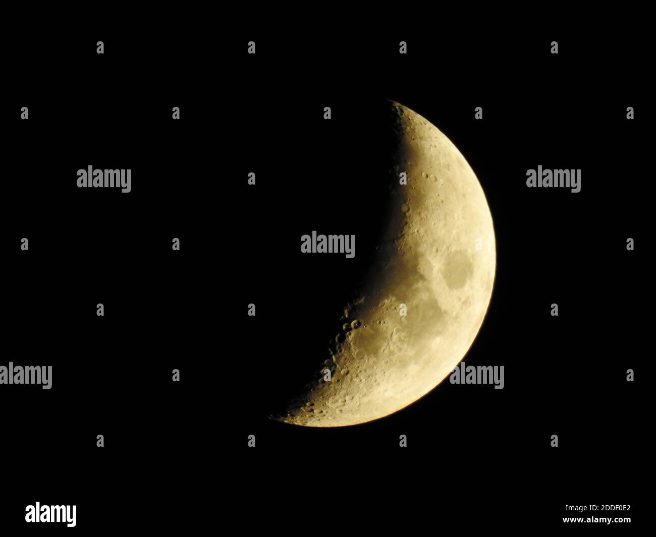 Waxing crescent moon over Old Bridge, New Jersey. The lit part of the moon increases until it gets to the half moon stage. -04 Stock Photo