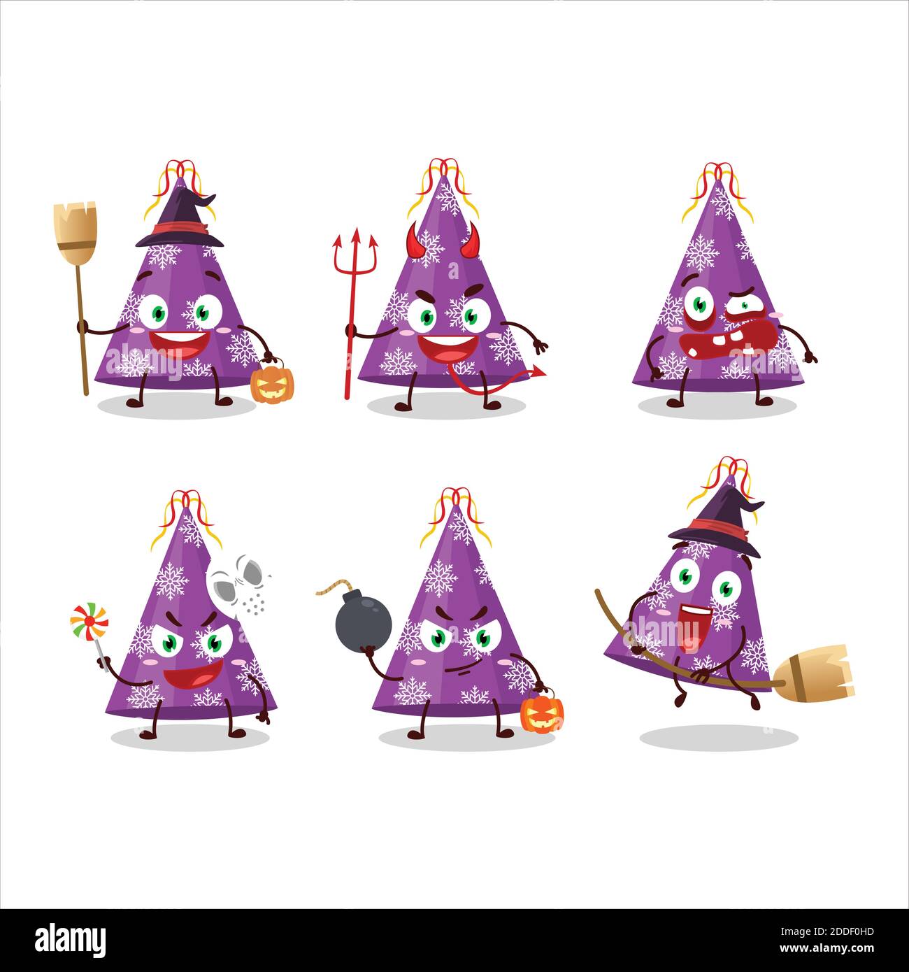 Halloween expression emoticons with cartoon character of purple party ...