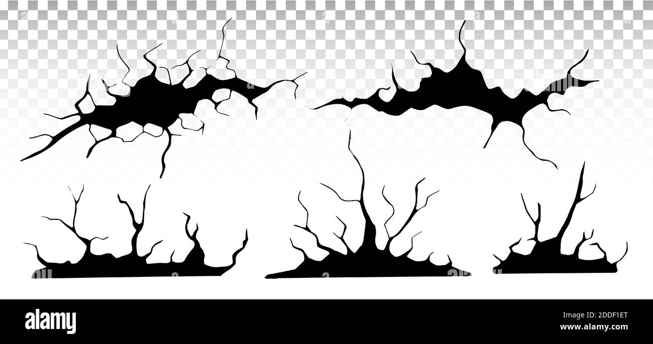 Ground cracks set. Earthquake and ground cracks, hole effect ...