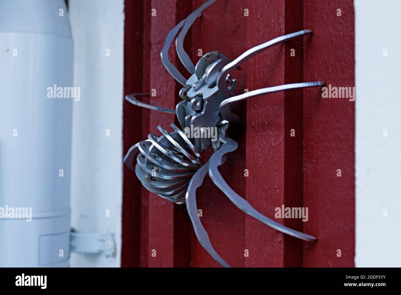 a metal spider made of various recycled parts, perfect for Halloween Stock Photo