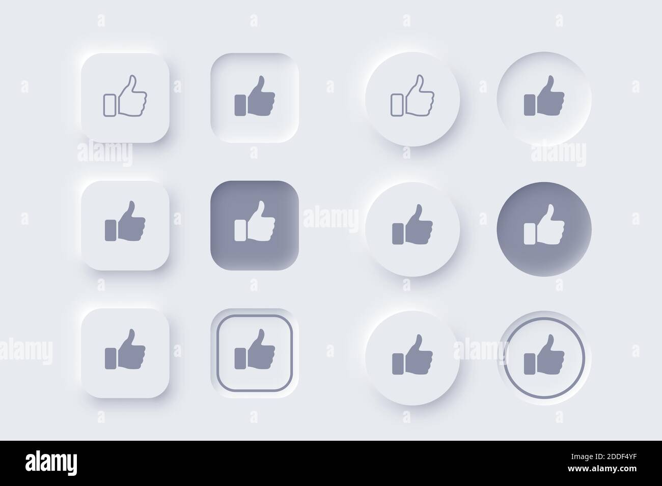 Vector neomorphism design like dislike buttons Stock Vector