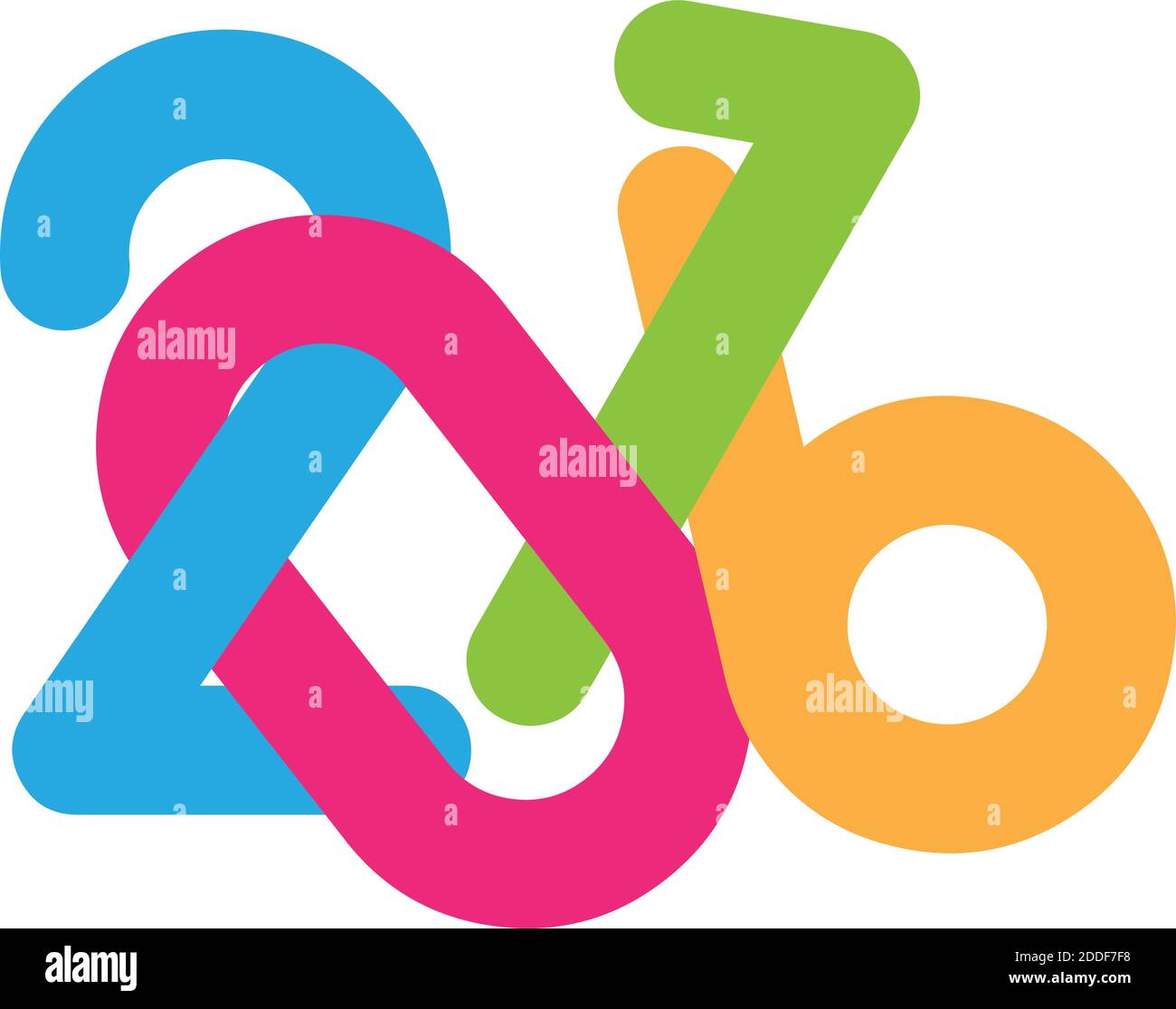 confused text 2016 in flat design Stock Vector