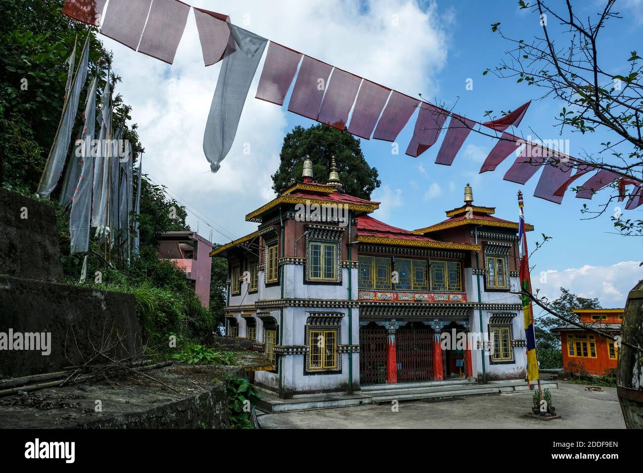 Darjeeling, India - October 2020: The Bhutia Busty Monastery in Darjeeling on October 14, 2020 in West Bengala, India. Stock Photo