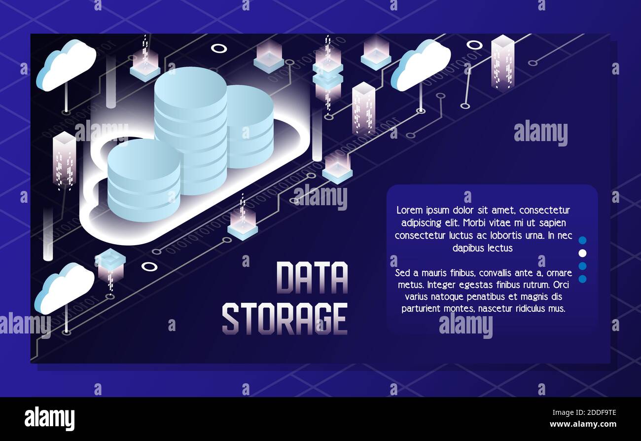 Cloud data storage vector isometric illustration Stock Vector
