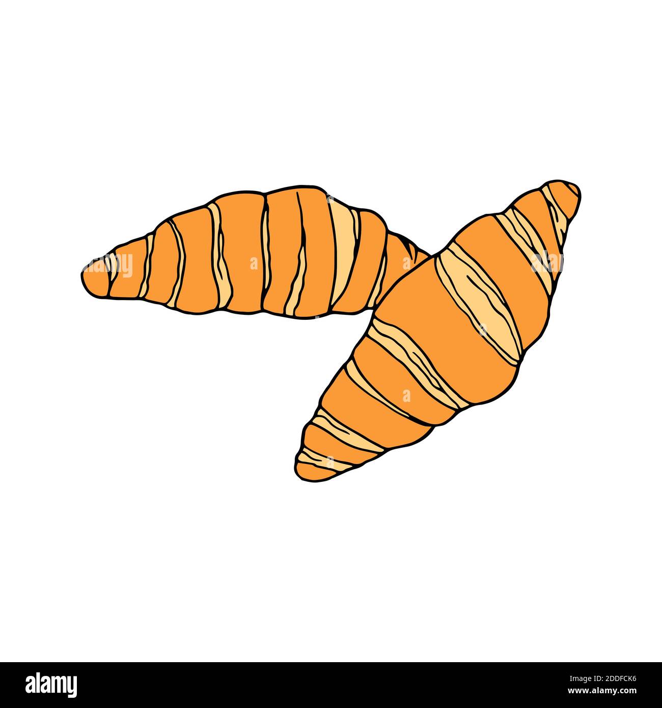 Vector hand drawn croissant. French cuisine dessert. Design sketch ...