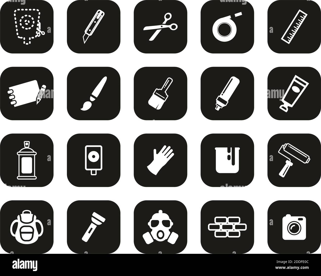 Stencil & Street Art Icons White On Black Flat Design Set Big Stock