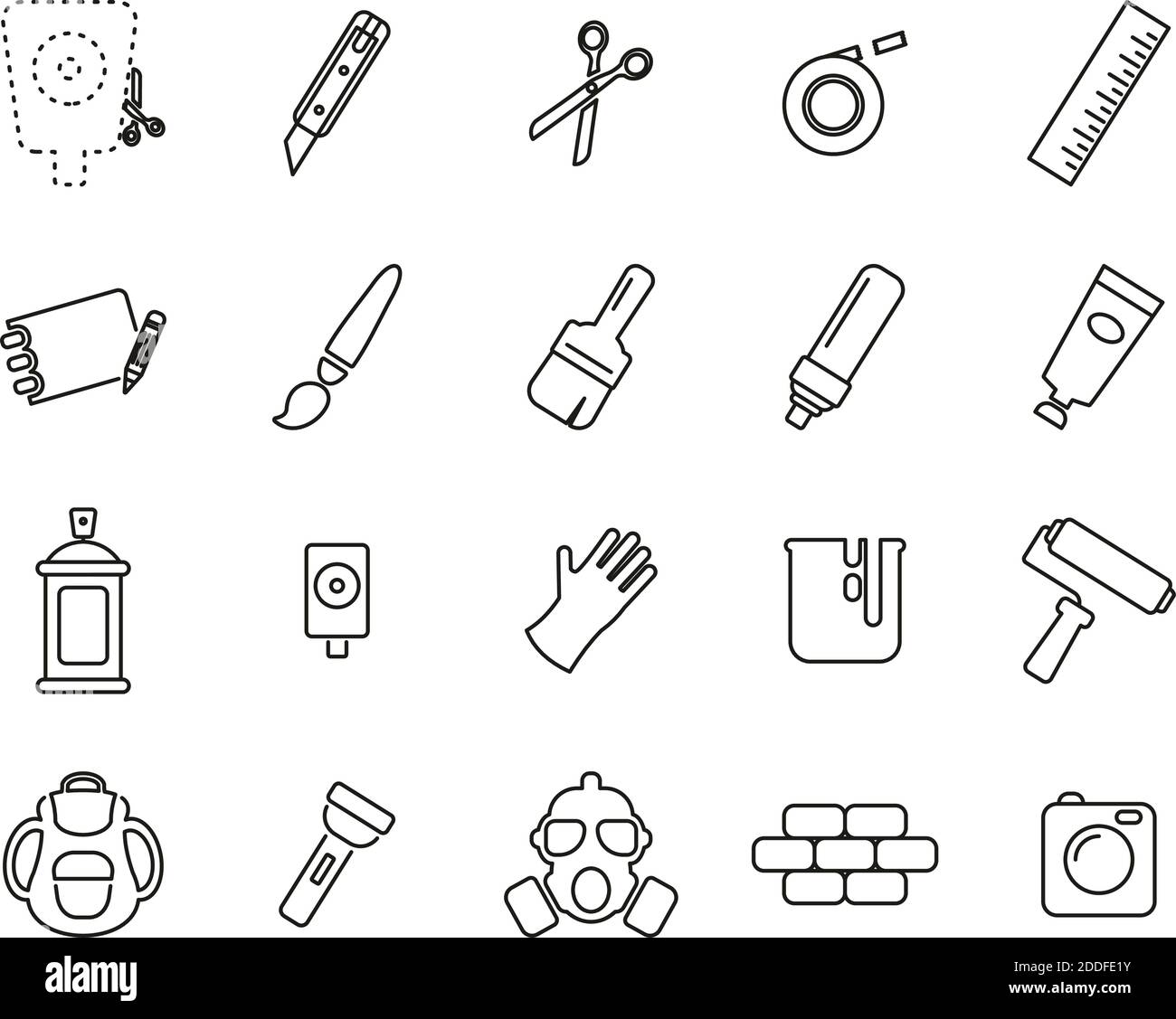 Stencil & Street Art Icons Black & White Thin Line Set Big Stock Vector ...