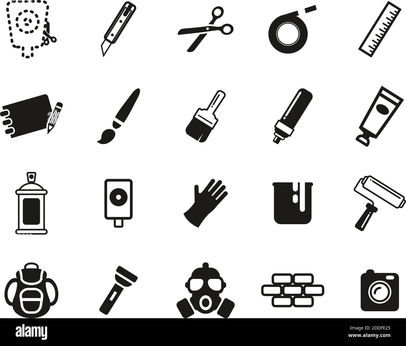 Stencil & Street Art Icons Black & White Set Big Stock Vector Image ...