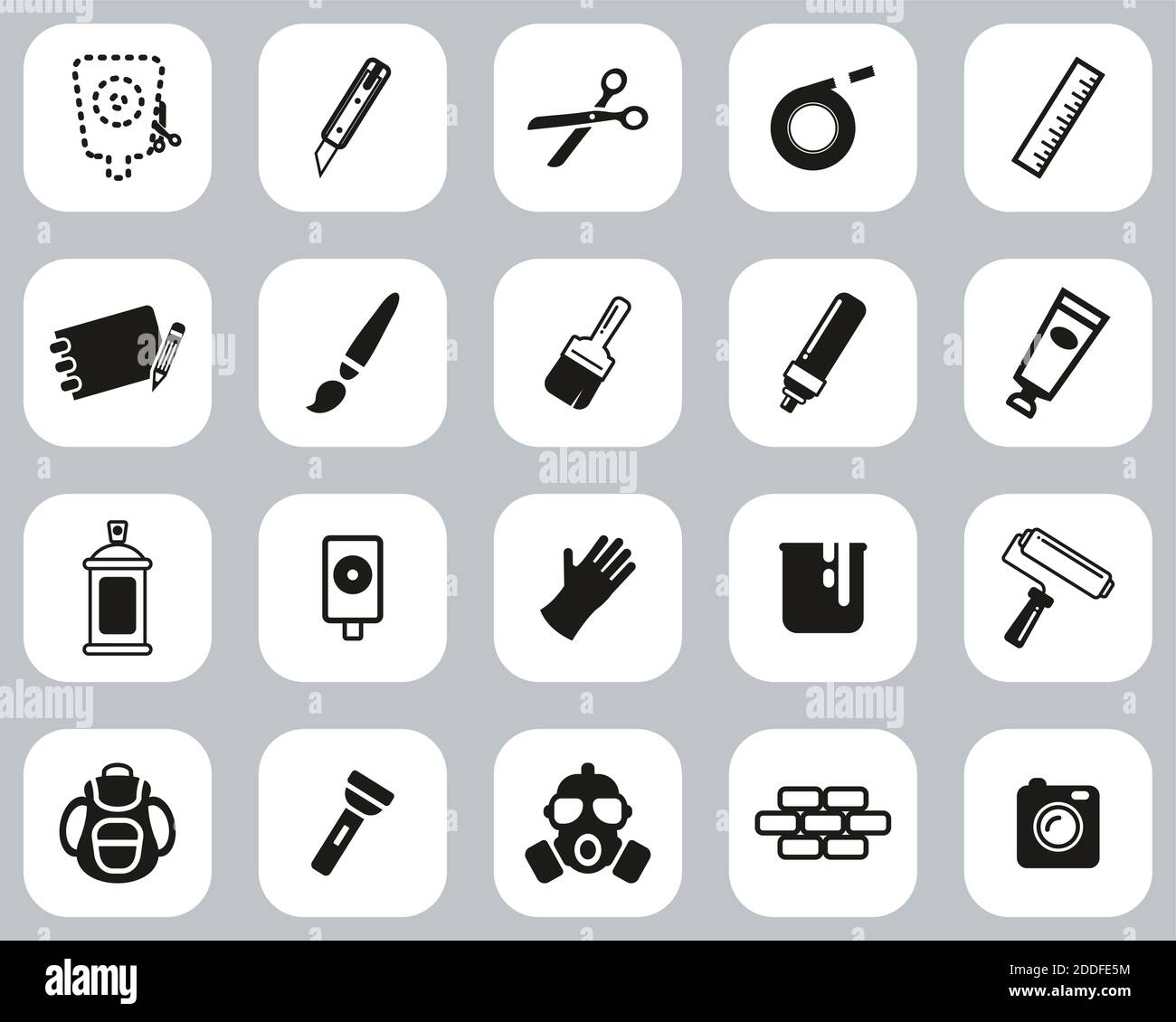 Stencil & Street Art Icons Black & White Flat Design Set Big Stock ...