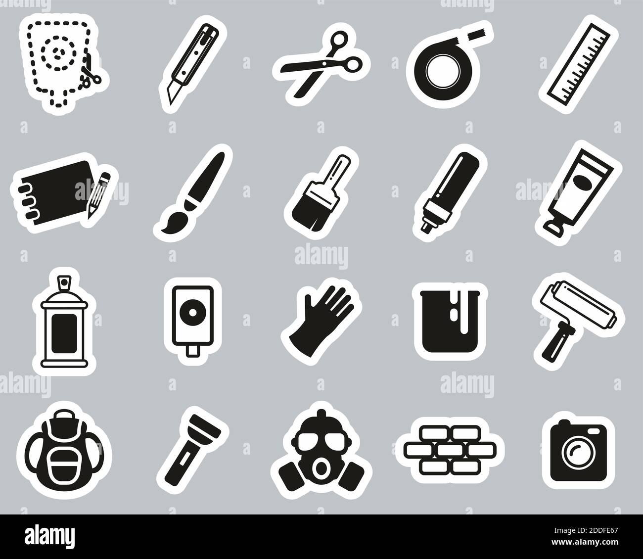 Stencil & Street Art Icons Black & White Sticker Set Big Stock Vector ...