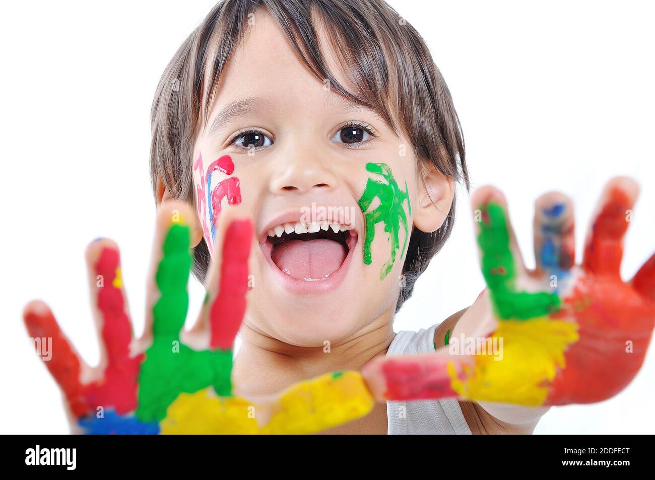 Multiple Color Child A little cute child with several colors on white Stock Photo - Alamy