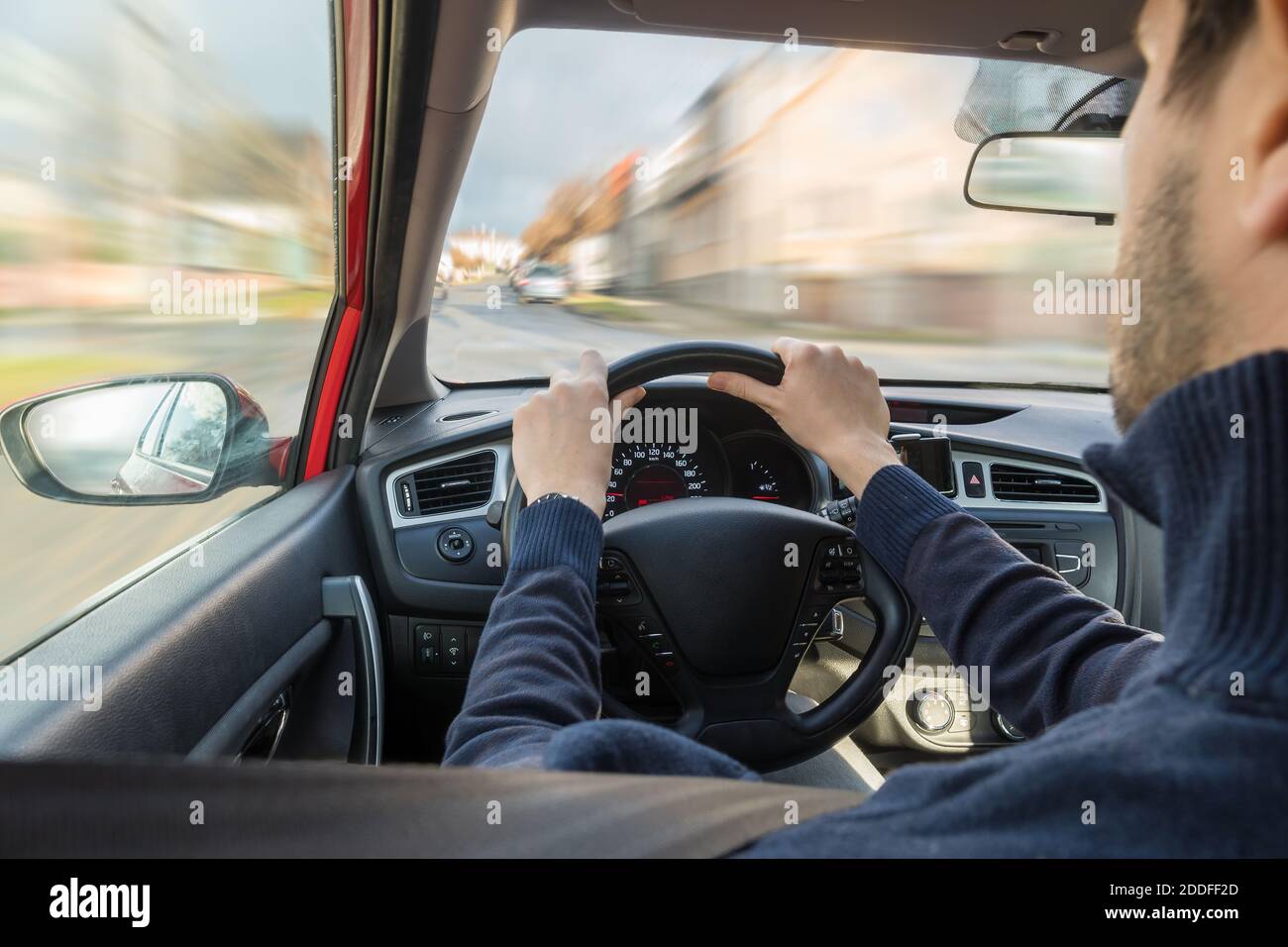 Man driving car sunset interior hi-res stock photography and images - Alamy