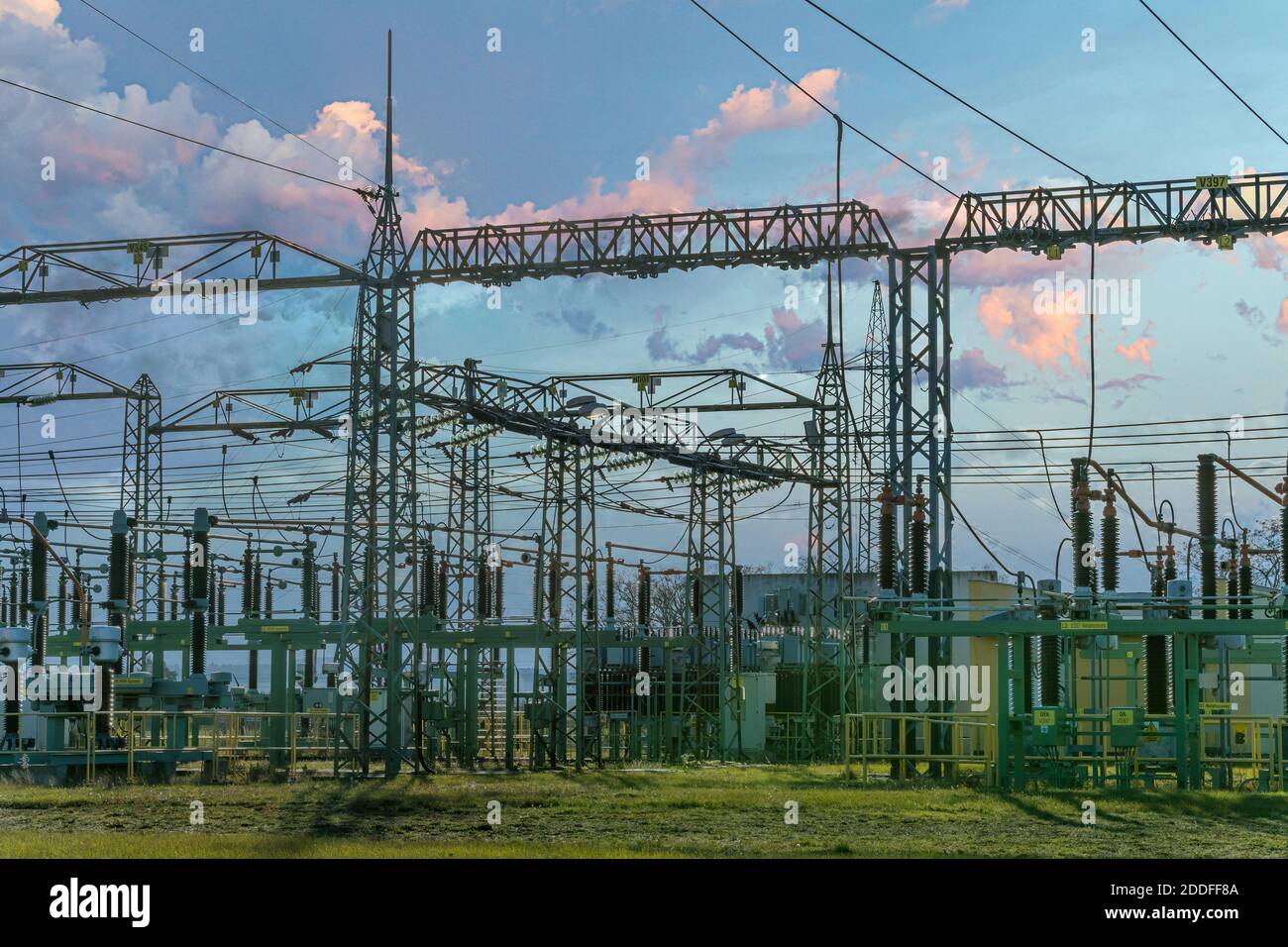 Electricity power station. Electrical power infrastructure concept