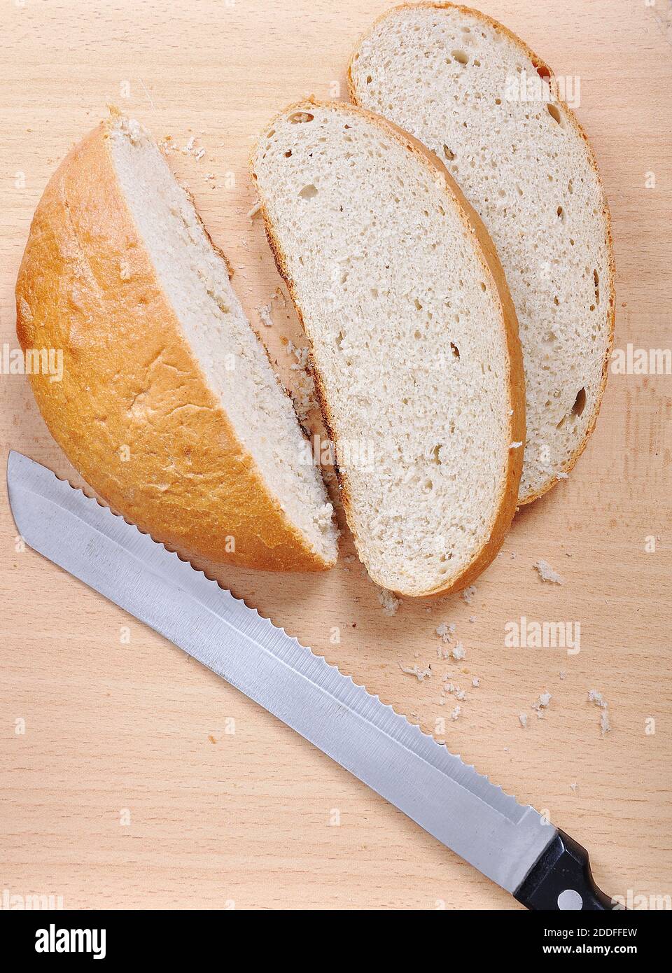 Three pieces of bread and the knife Stock Photo Alamy