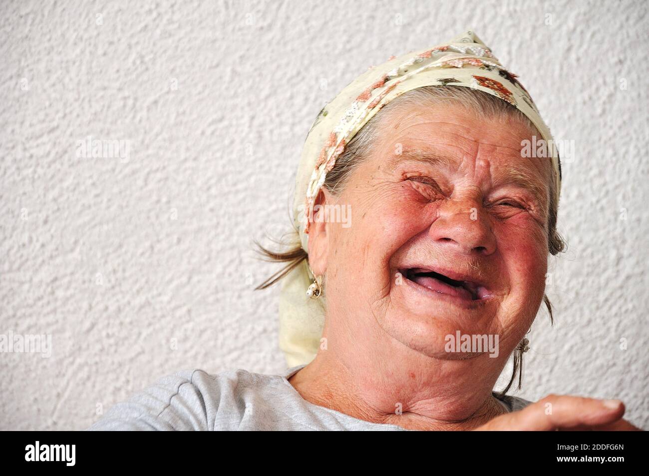 Old aged female person, very delightful and funny face Stock Photo - Alamy