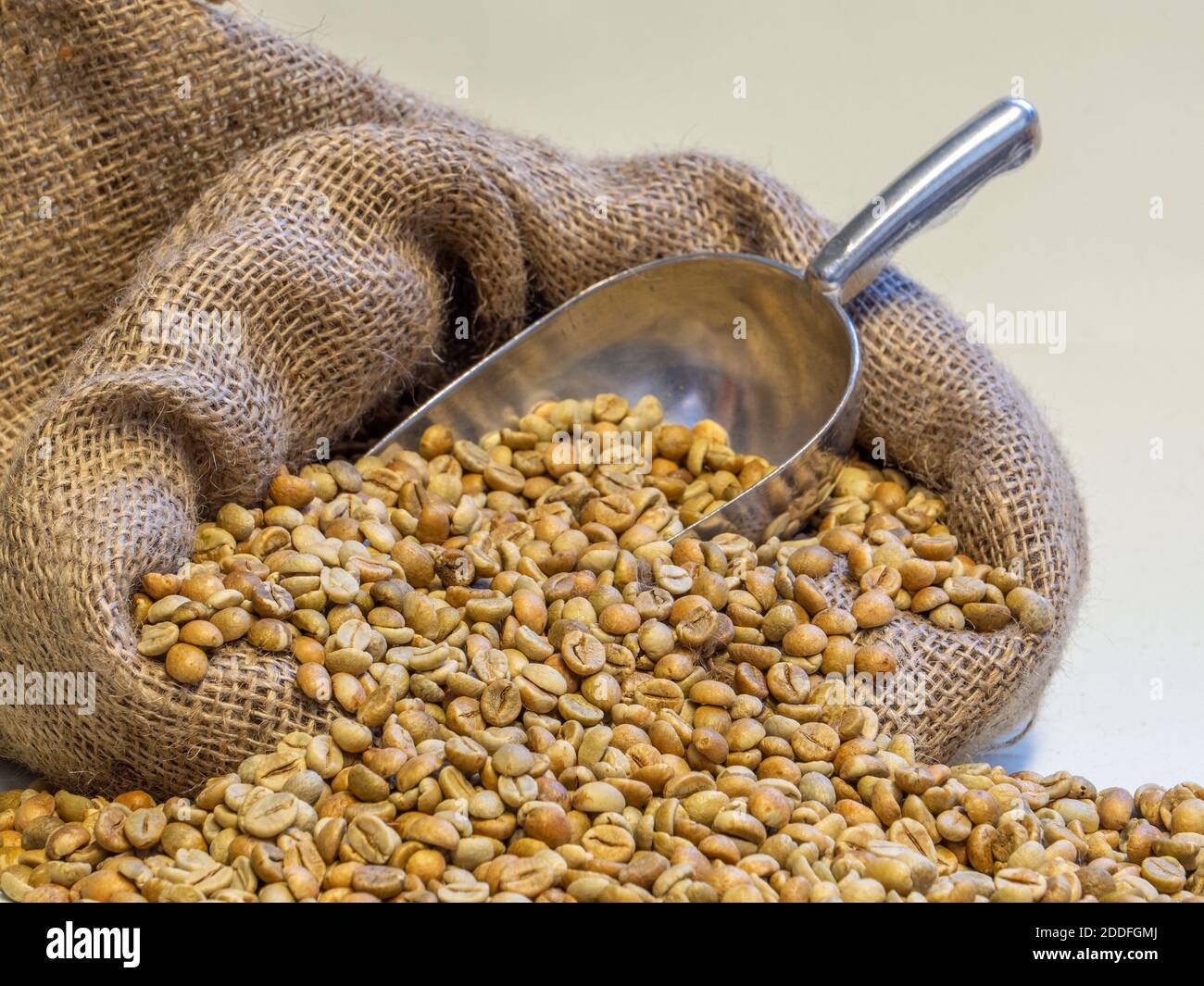 Green Coffee Beans in a hessian sack Stock Photo - Alamy