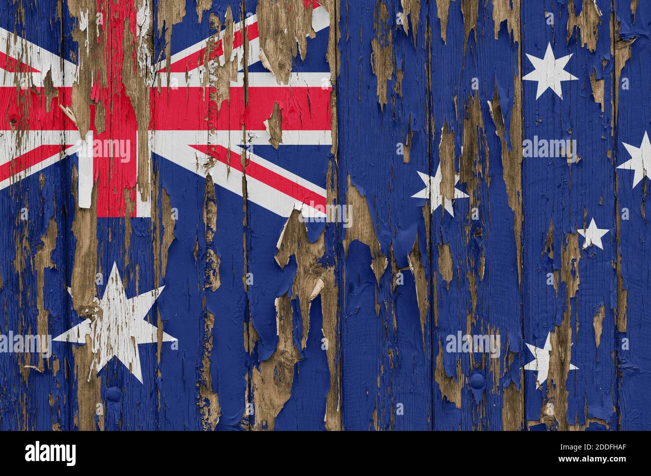 Flag of Australia on a weathered wooden wall Stock Photo