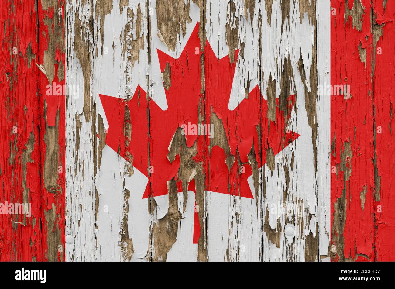 Flag of Canada on a weathered wooden wall Stock Photo - Alamy