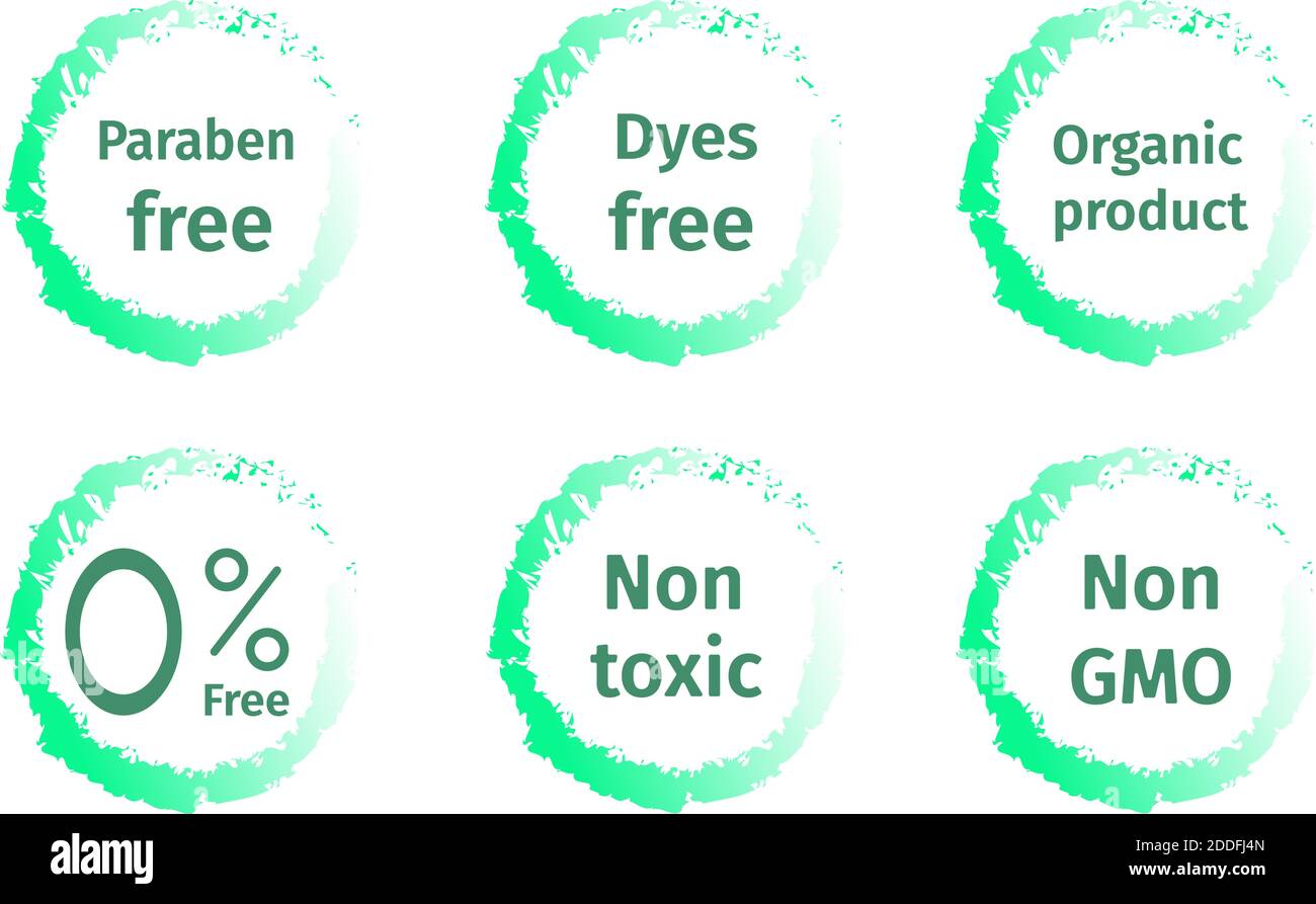Vector set with basic labels for cosmetics. Icons in one style. Stock Vector