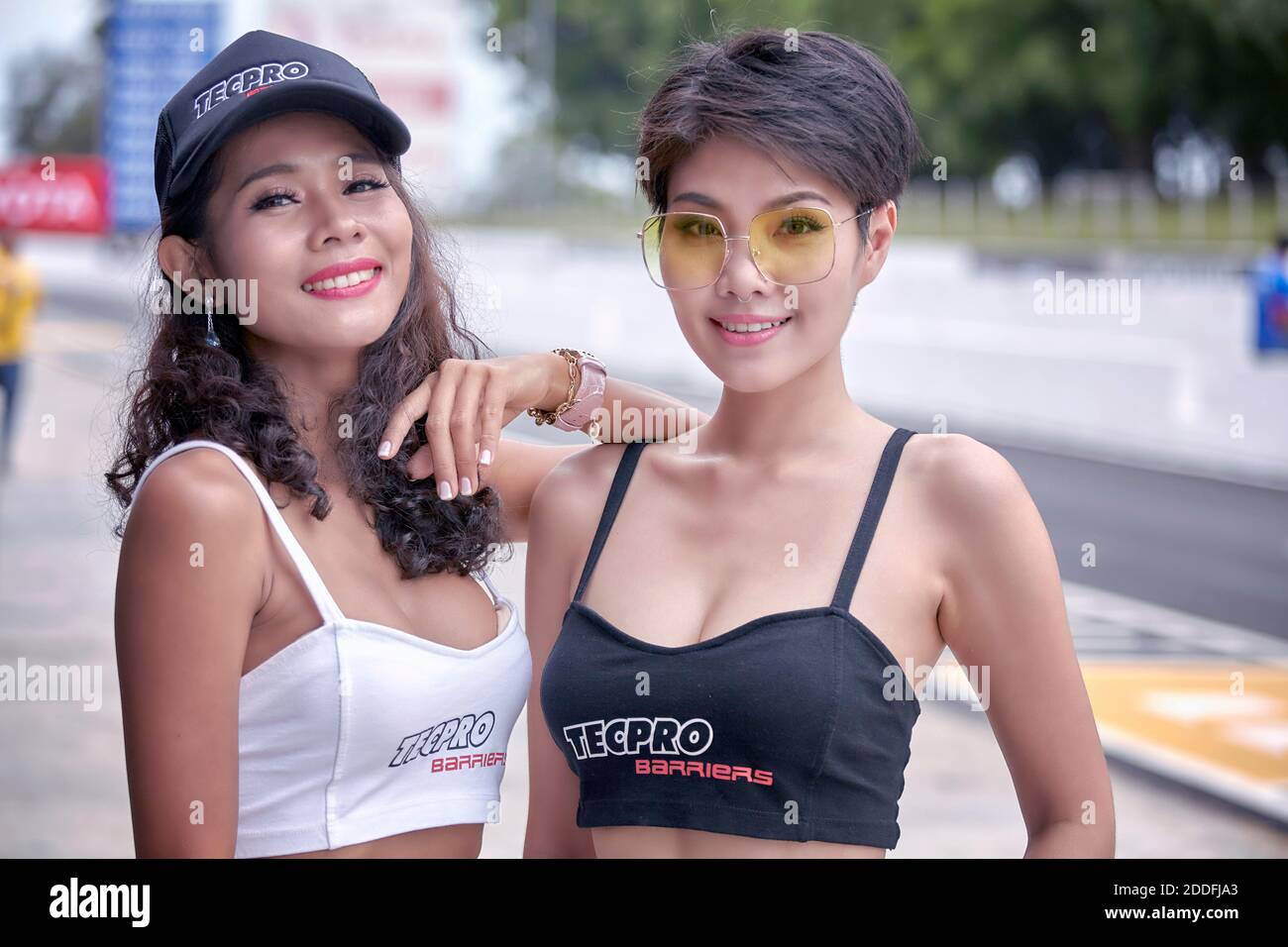 Beautiful Asian women posing for a photo shoot. Female models. Thailand Southeast Asia. Stock Photo