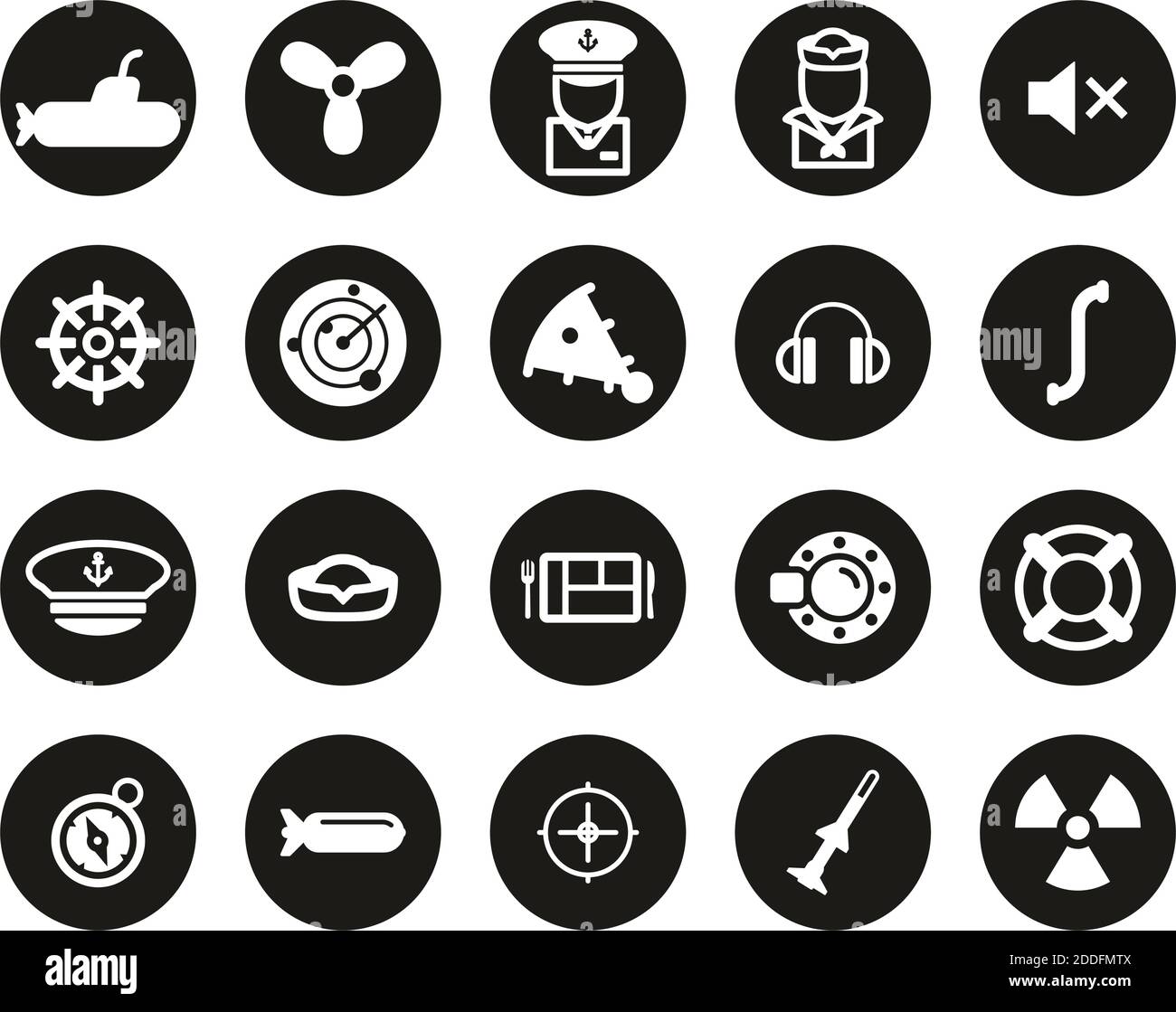Submarine Icons White On Black Flat Design Circle Set Big Stock Vector ...