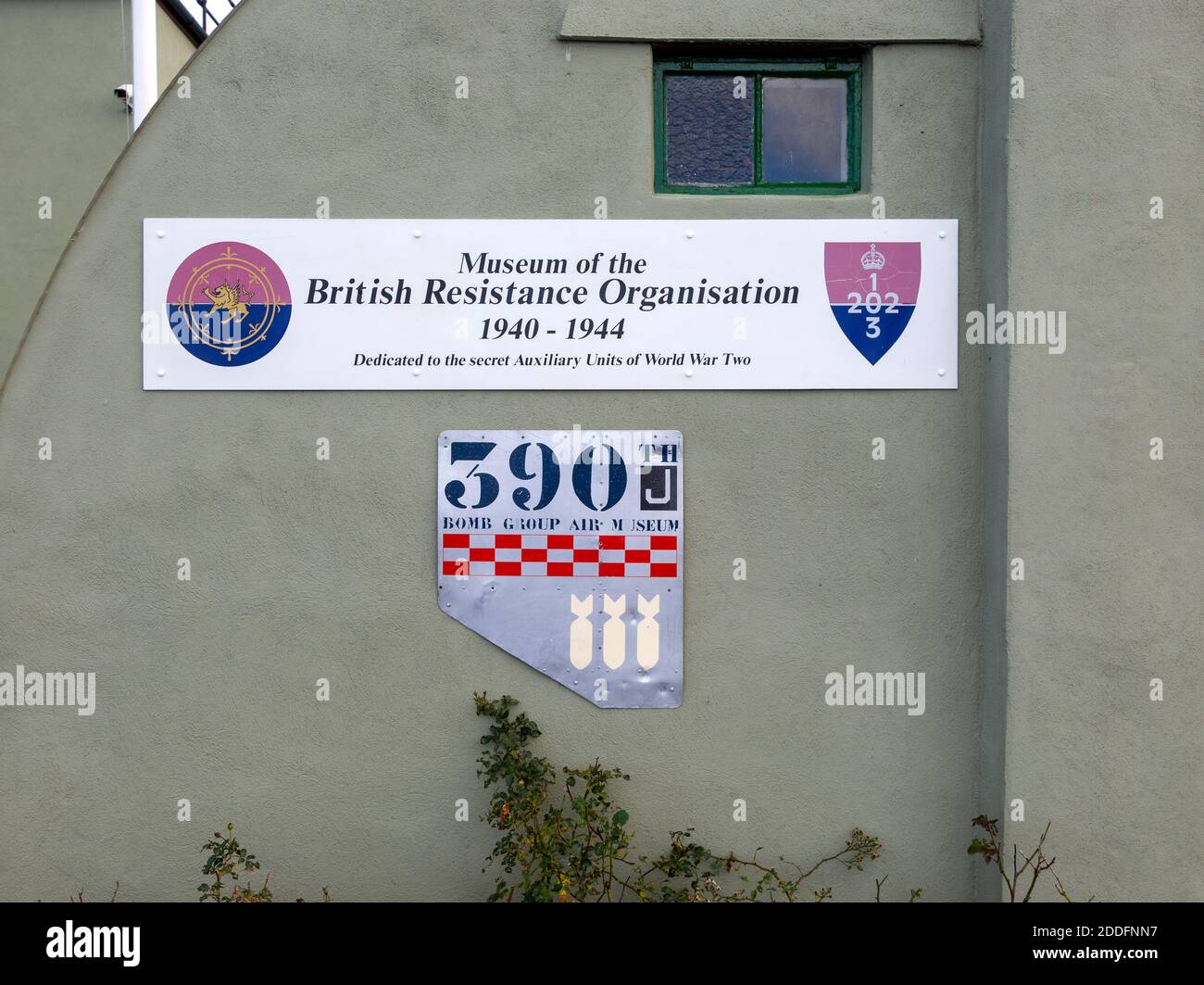 Museum of British Resistance Organisation 1940-1944, 390 Bomb Group, Parham airfield, Suffolk, England, UK Stock Photo