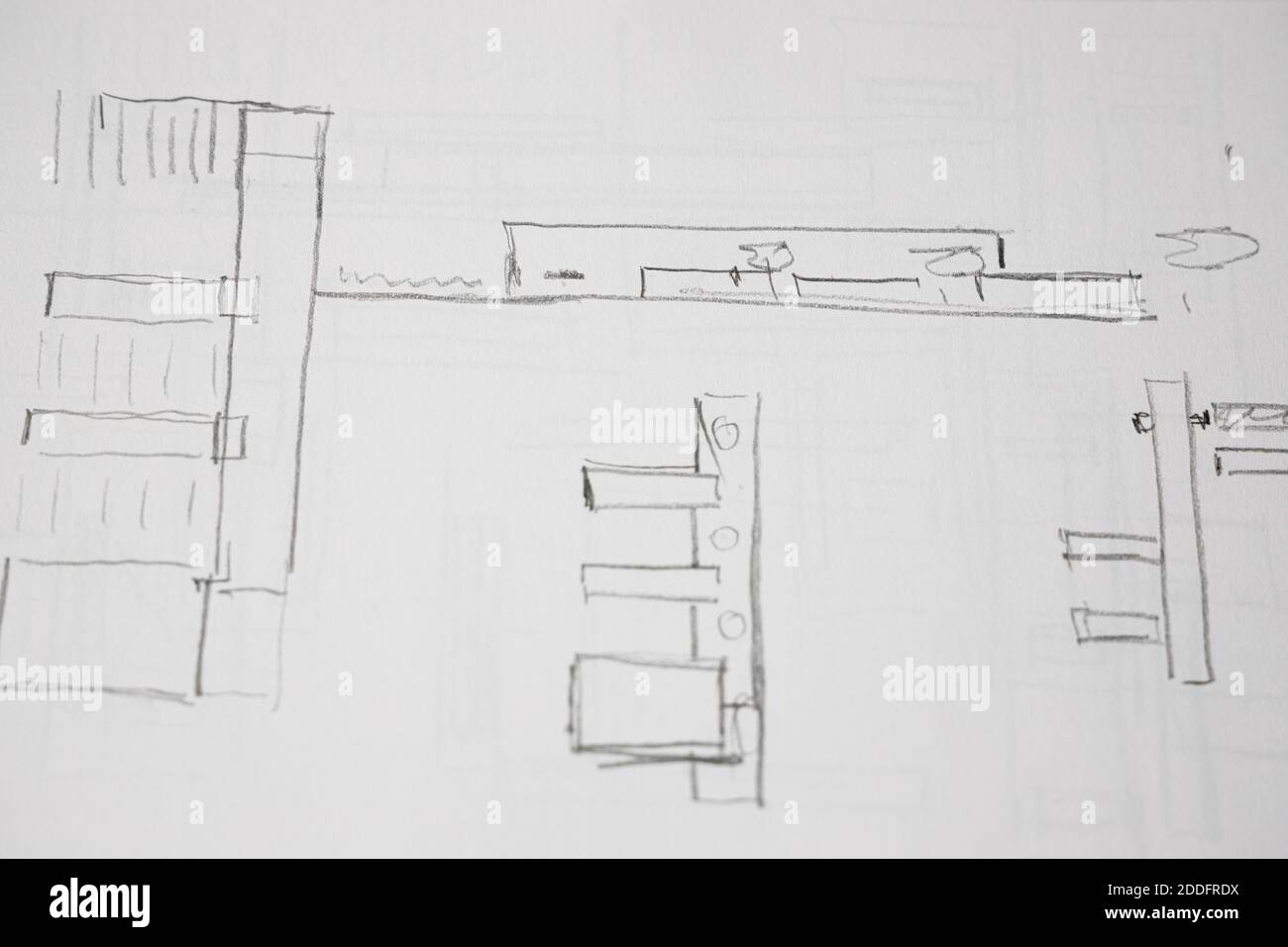 Architecture plan sketches Stock Photo