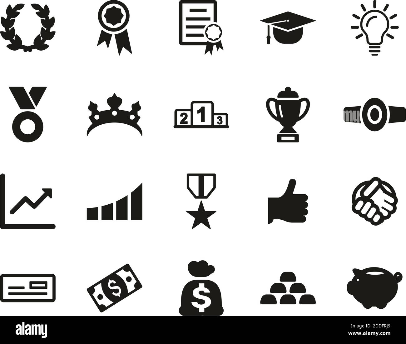 success-achievement-icons-black-white-set-big-stock-vector-image