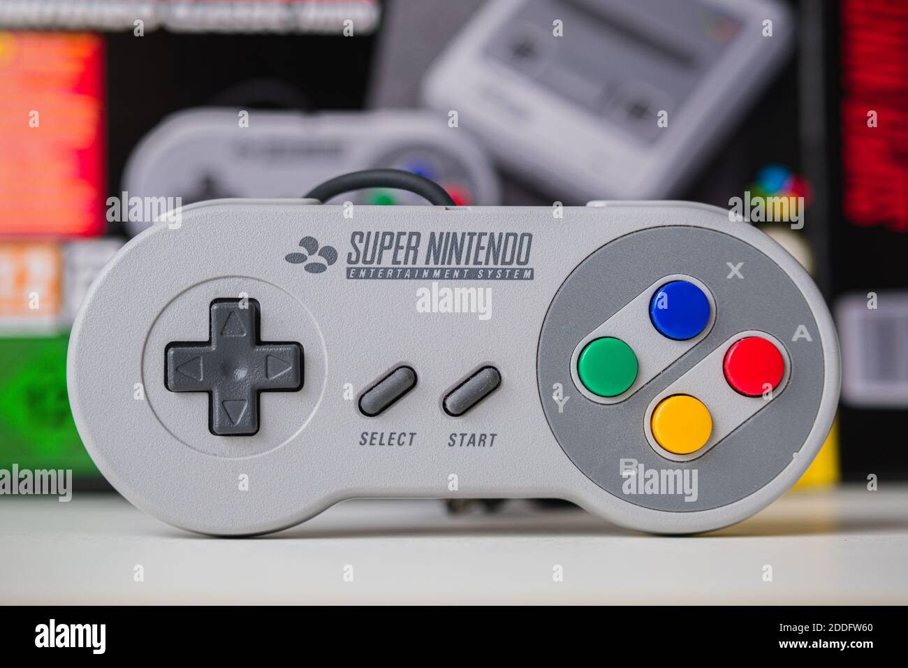 SNES Classic Edition Retro Portable Console Controller – Super Nintendo Entertainment System Stock Photo