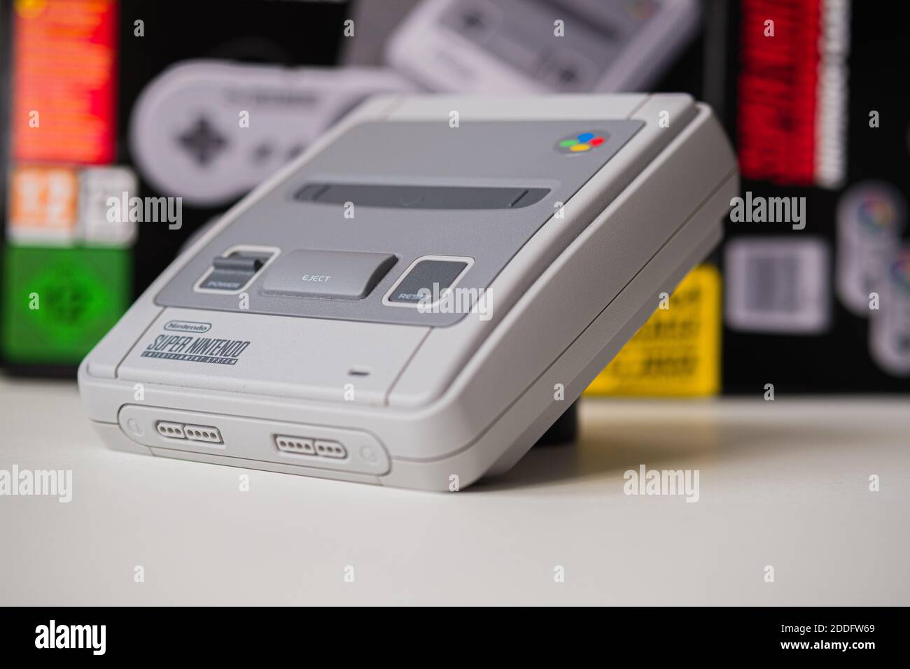 SNES Classic Edition Retro Portable Console – Super Nintendo Entertainment  System Stock Photo - Alamy