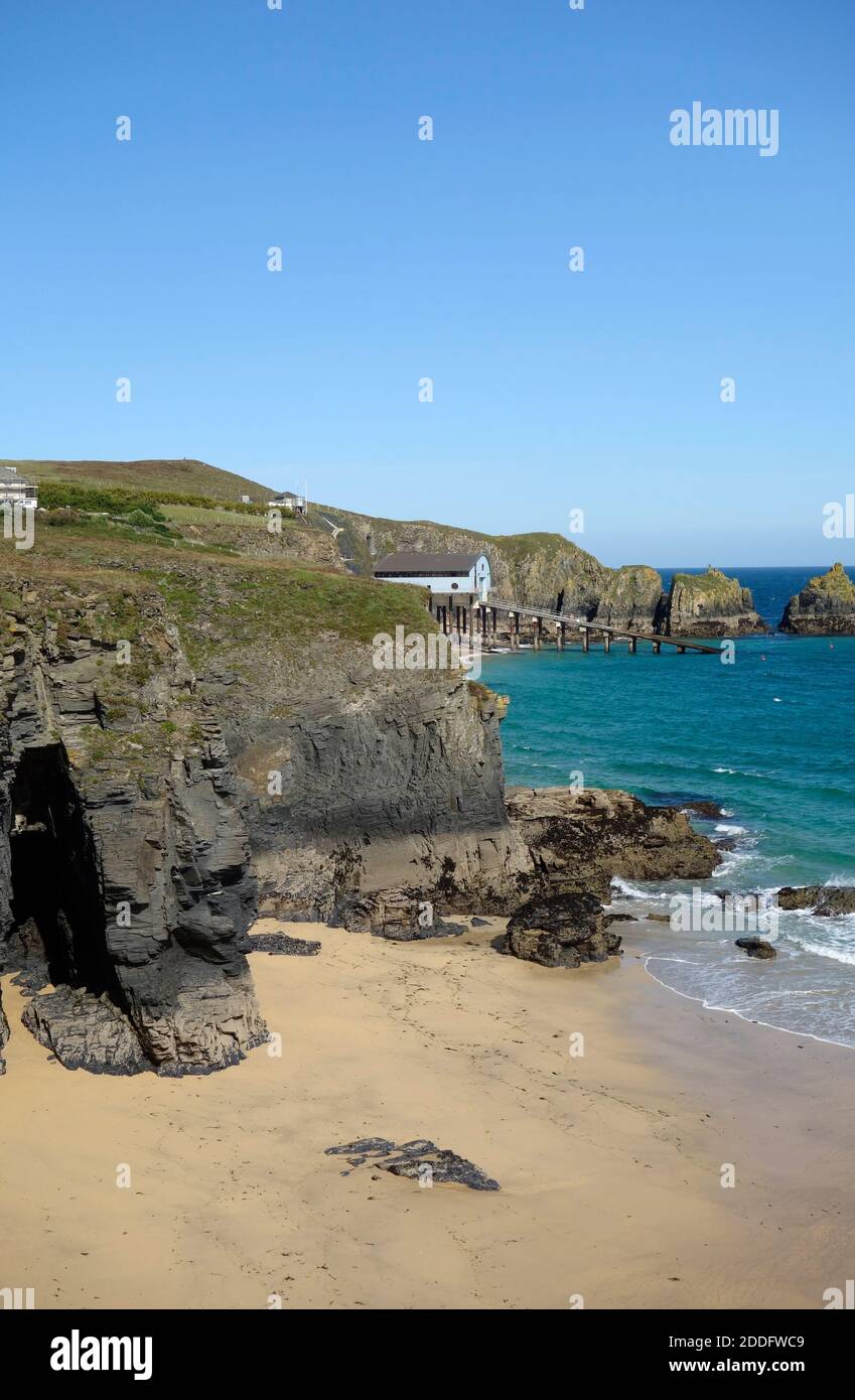 Lifeboat Station at Polventon or Mother Ivey's Bay, Trevose Head, North Cornwall, England, UK in September Stock Photo