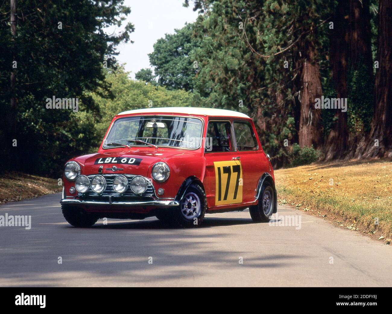 1966 Mini Cooper S MK1 ex Rauno Aatonen Henry Liddon Monte Carlo Rally car. No.177 Stock Photo