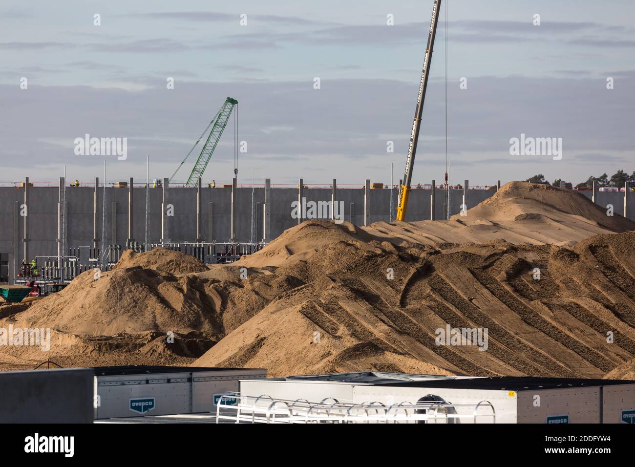 Construction Site of Tesla Gigafactory in Gruenheide Berlin Brandenburg at 24th of November 2020 Stock Photo