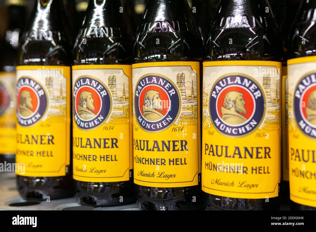Tyumen, Russia-October 11, 2020: paulaner beer. German brewery, established  in 1634 in Munich. Sold at the cash and carry metro hypermarket. selective  Stock Photo - Alamy