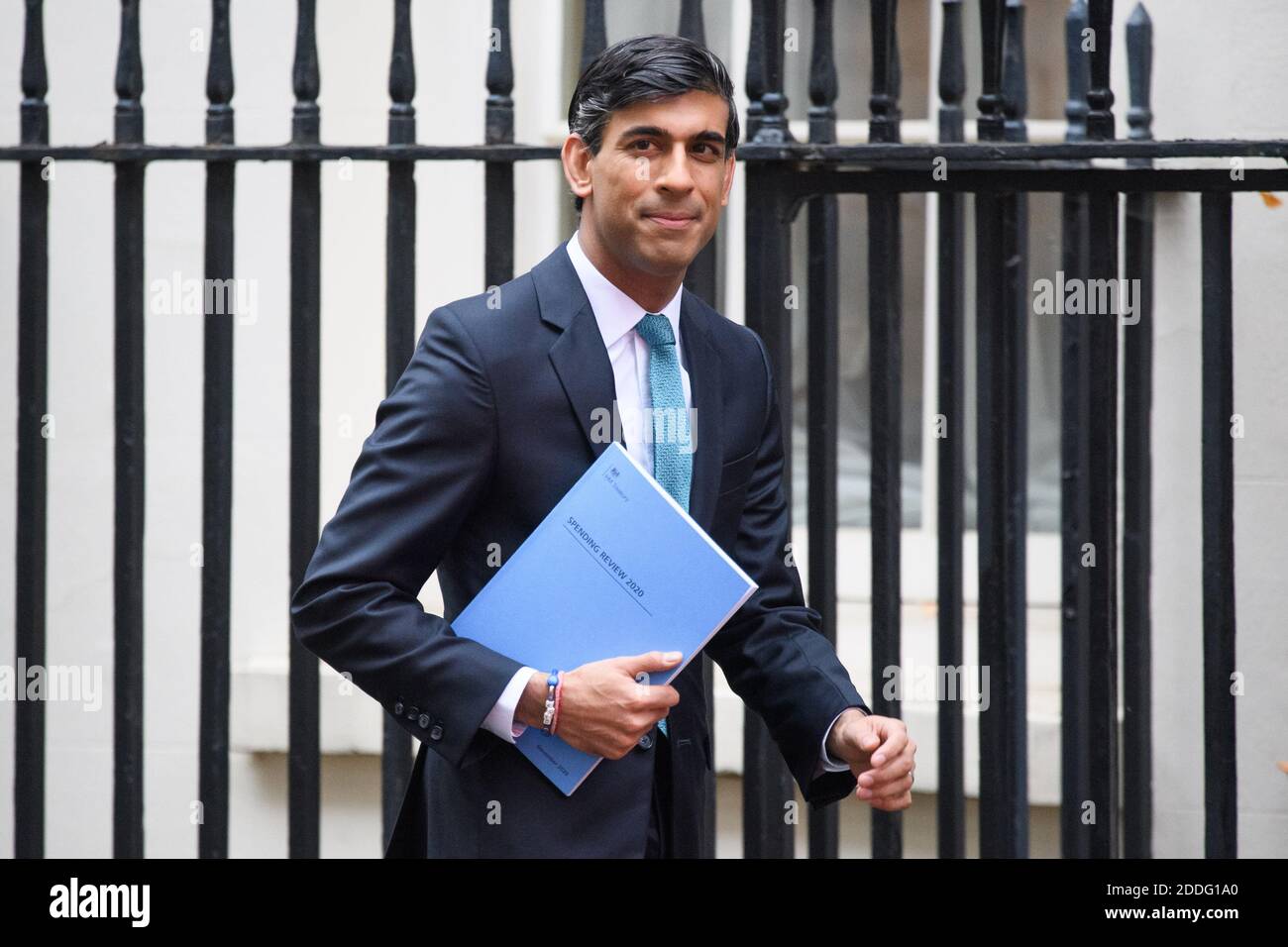 Downing Street, London, UK. 25th Nov 2020. Chancellor of the Exchequer Rishi Sunak leaves 11 Downing Street, London, ahead of delivering his one-year Spending Review in the House of Commons. Picture date: Wednesday November 25, 2020. Photo credit should read: Matt Crossick/Empics/Alamy Live News Stock Photo