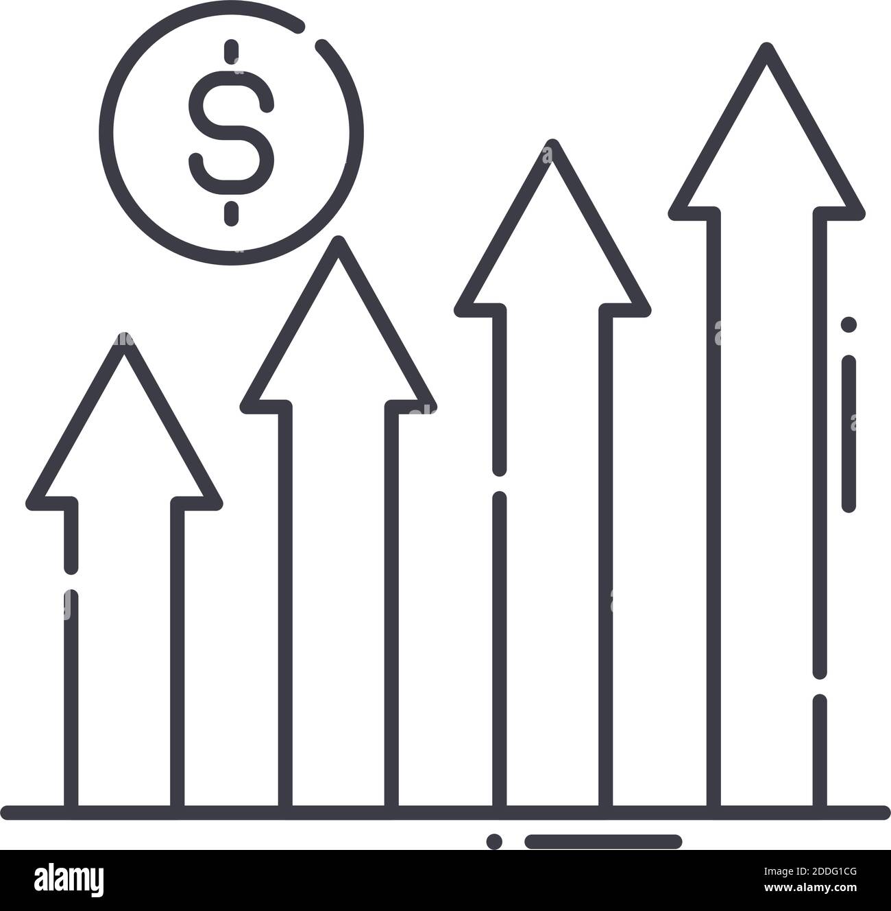 Finance growth icon, linear isolated illustration, thin line vector ...