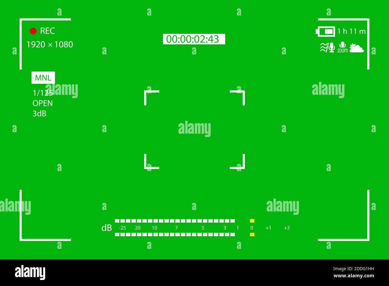 Green screen, chromakey background. Blank green background with VFX motion tracking markers