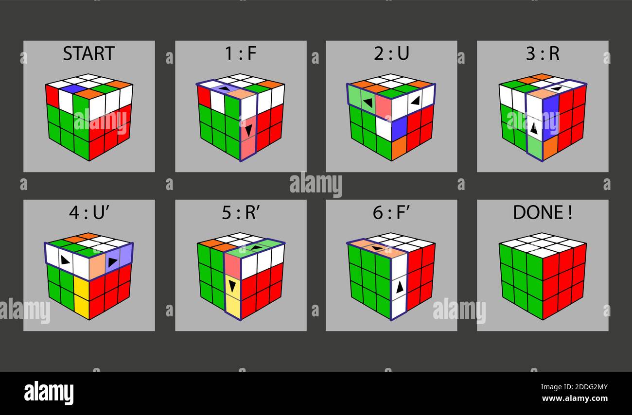 Rubik's cube in different positions is realistically isolated. Editorial isometric illustration. A combination of a Rubik's cube combination. Vector i Stock Vector