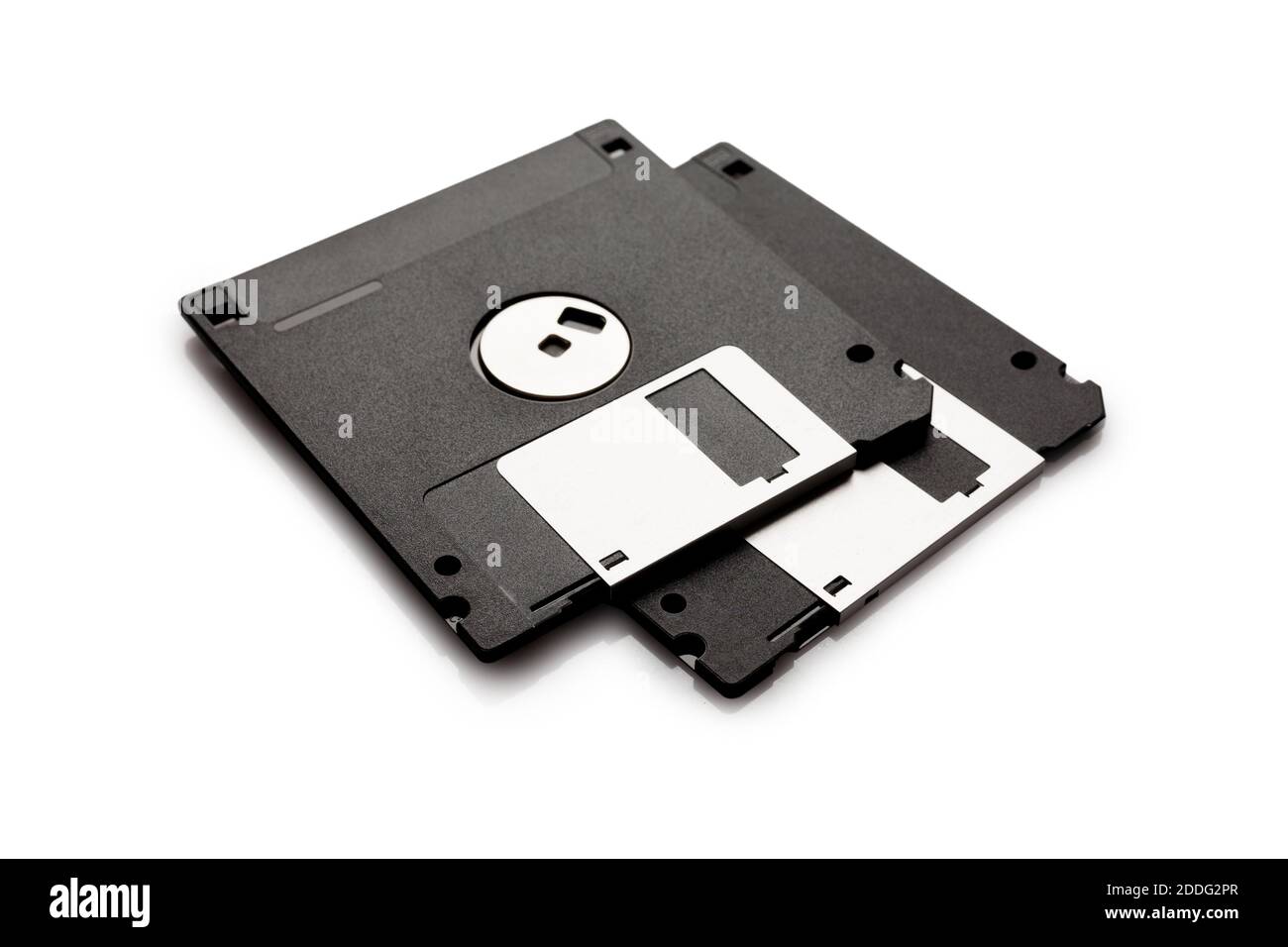 Floppy disk from black plastic isolated on white background. Outdated