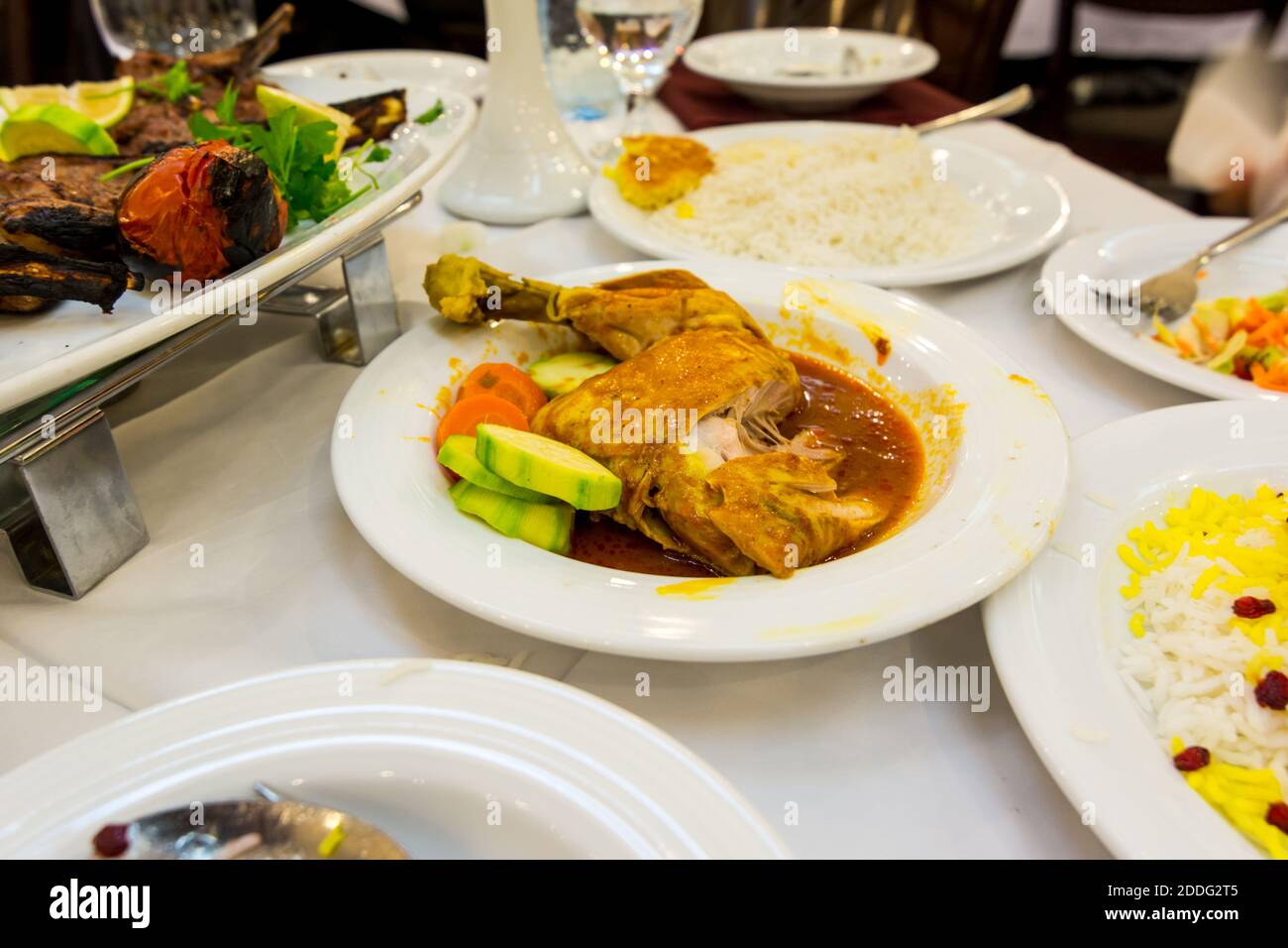 Iranian Traditional Food Boiled Chicken Chop With Saffron In The Restaurant In Tehran Iran Stock Photo Alamy