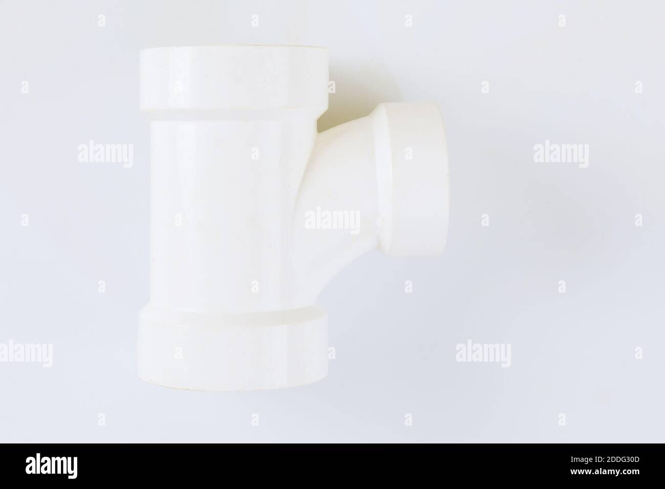 Plumbing PVC connecting plastic pipes on a white background Stock Photo