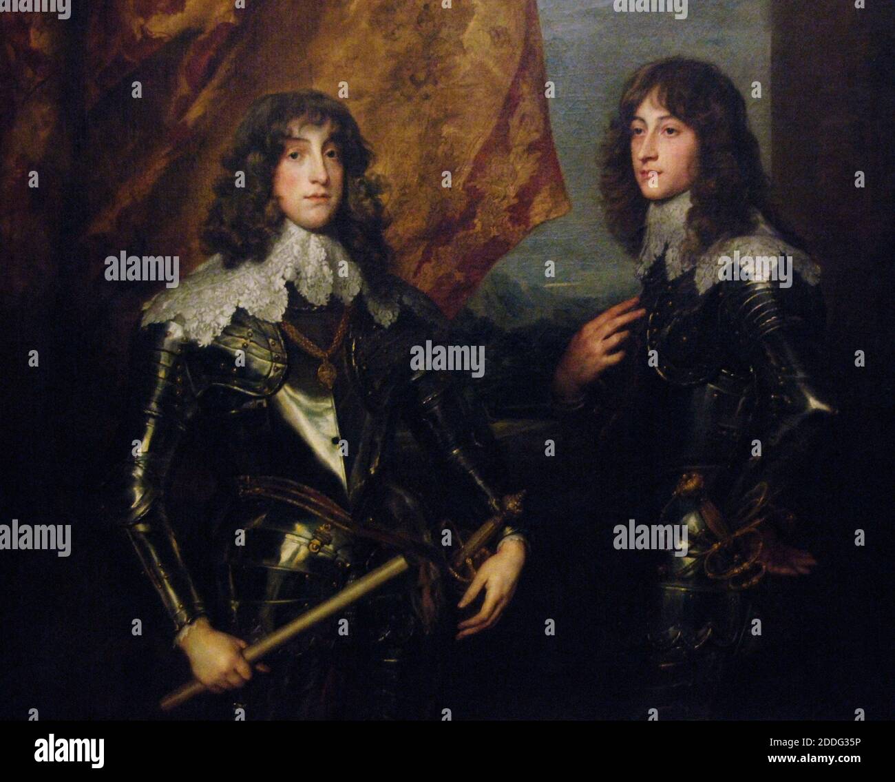 Anton van Dyck (1599-1641). Flemish painter. Portrait of the Princes Charles-Louis I (1617-1680) Elector Palatine and his Brother, Prince Rupert of the Palatinate (1619-1682), 1637. Oil on canvas (132 x 152 cm). Louvre Museum. Paris. France. Stock Photo