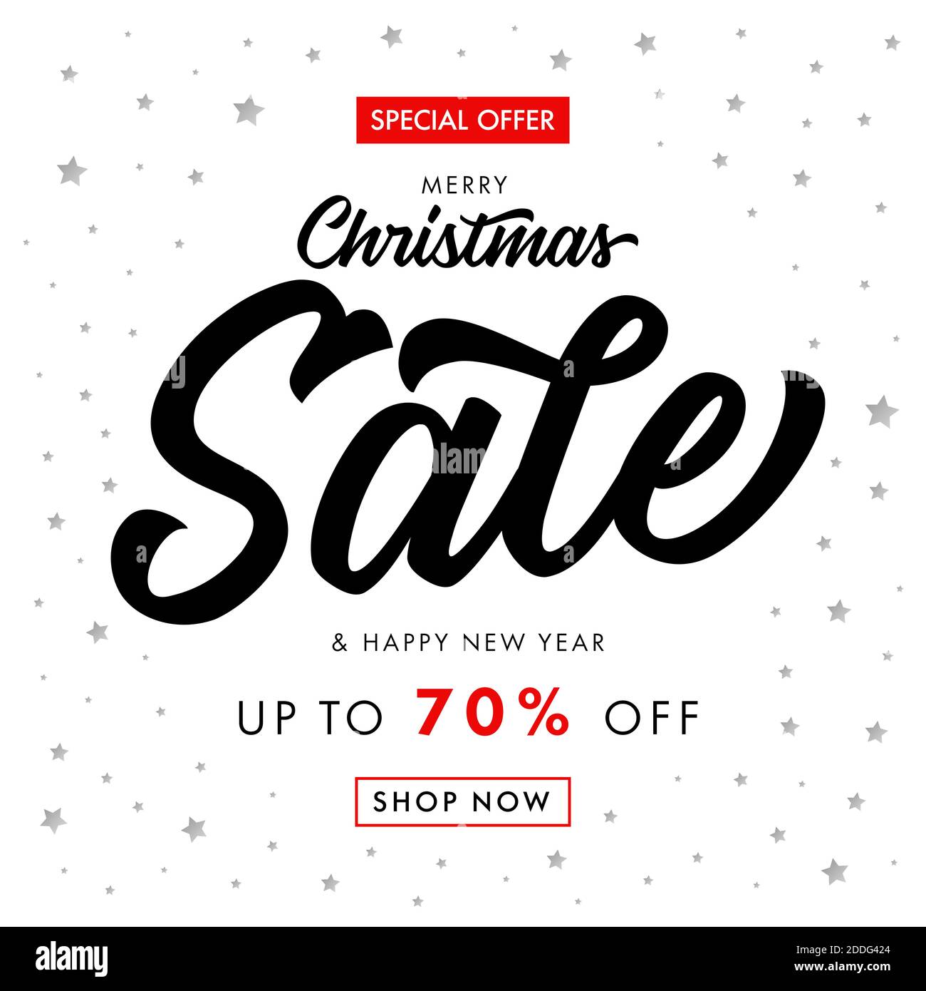 Christmas Sale & Happy New Year calligraphy banner. Winter Sale with