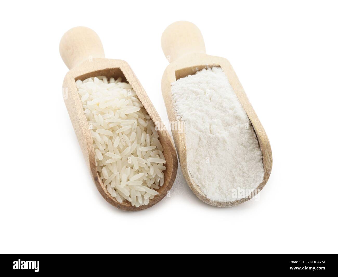 Slops Food Rice Scoops with rice and flour on white background Stock Photo - Alamy
