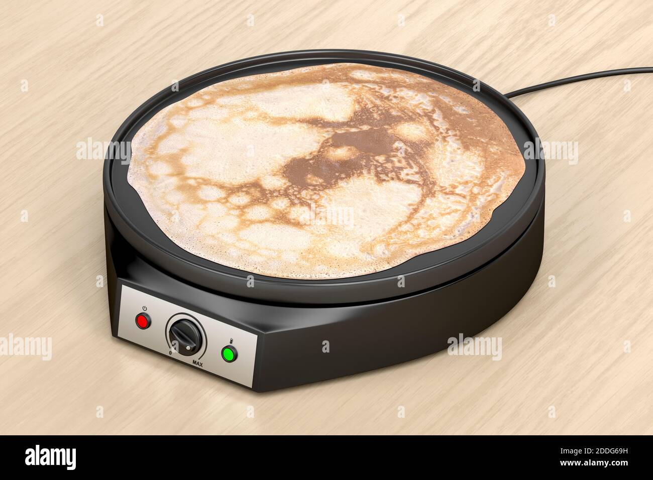https://c8.alamy.com/comp/2DDG69H/electric-pancake-maker-on-wooden-table-2DDG69H.jpg